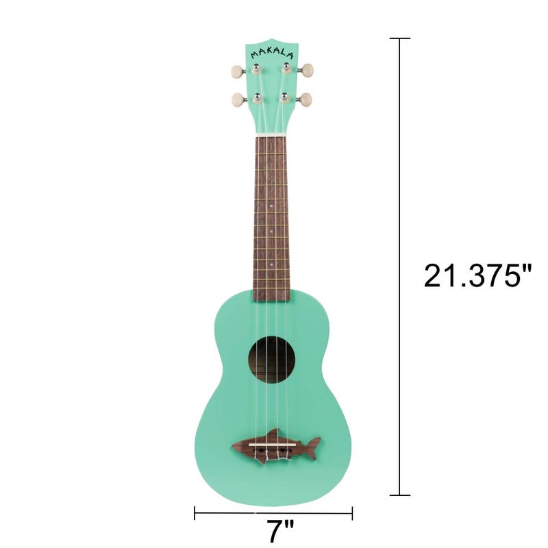 Kala Surf Green Soprano Shark Ukulele - MK-SS/GRN Bundle with a Tuner and Polishing Cloth - Image 2